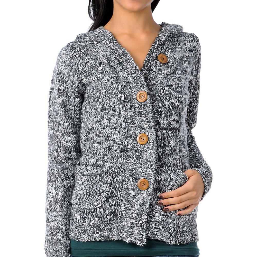 Element black and white cardigan sweater small